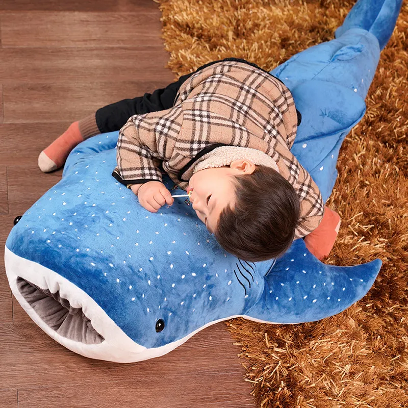 Cartoon whale shark plush toy whale Rag Doll cushion Large size shark and Blue Whale throw pillow toy animal