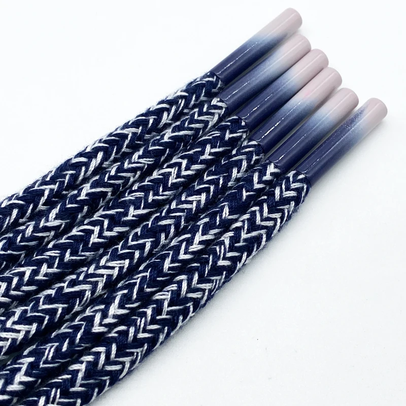 Custom drawstring braided cotton rope drawcord with metal tip Custom logo Metal autumn and winter hoodie rope