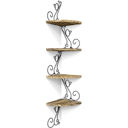 Perfect Rustic Radial Shelf in Cat Shape 4 Tier Wooden Corner Shelf Mount Wall Shelf Corner