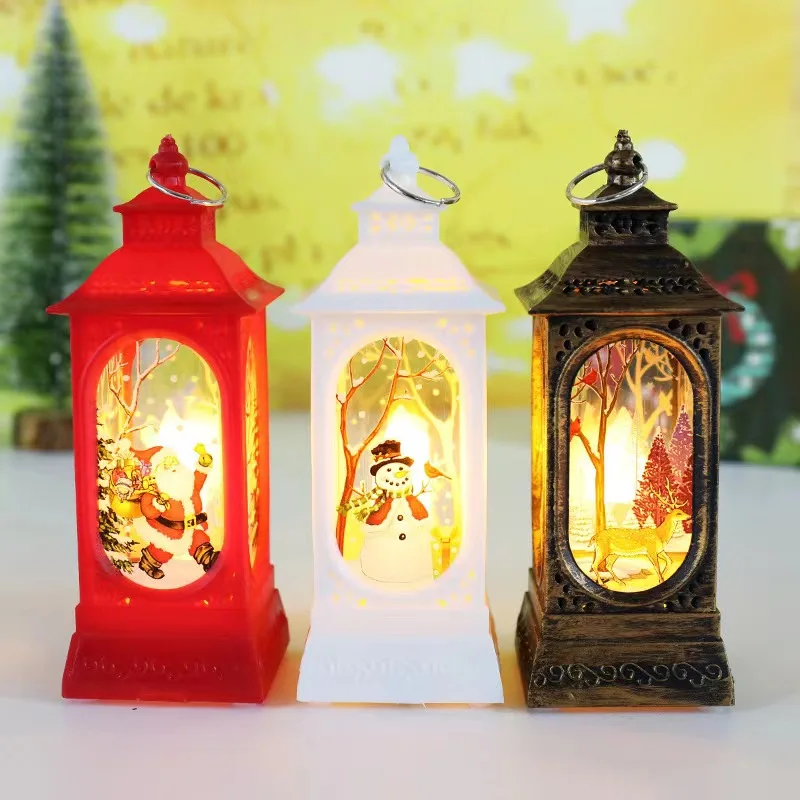 Christmas LED Light Lantern Santa Snowman Portable Wind Lantern Christmas Decoration for Home Navidad New Year Kid Gift