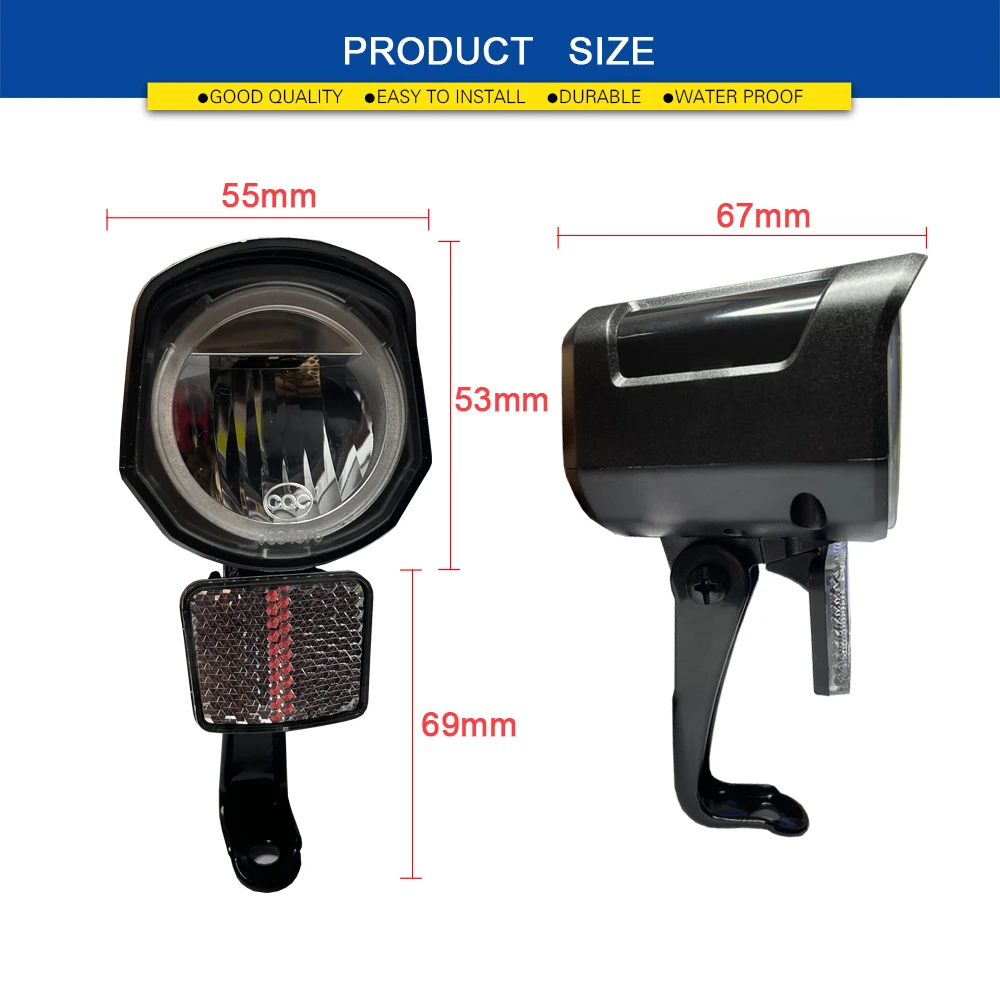 62V 72V Bicycle Head Light 2pin Waterproof SM Connector Cycling LED Safety Warning Lamp Electric Bike Light