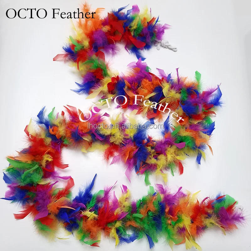 Wholesale Custom Design Rainbow Colors Turkey Chandelle Feather Boa For Party Event Decoration