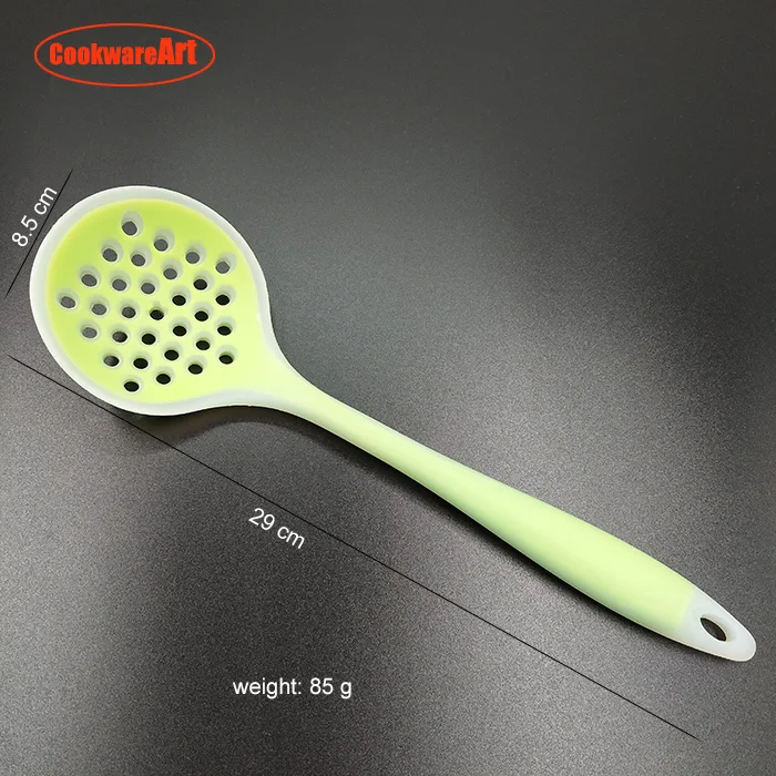 non-stick BPA free heat resistant 7 piece of silicone kitchen cooking tools set with transparent plastic handle