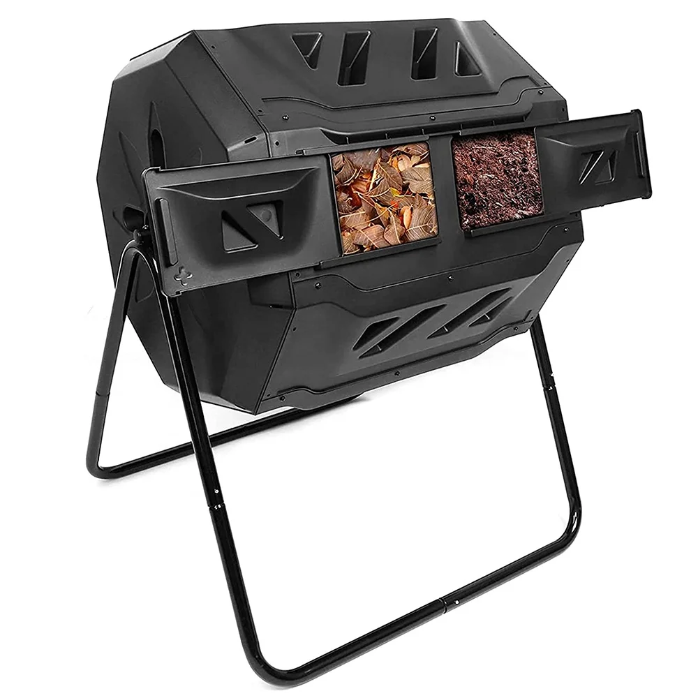 160L  Outdoor Tumbling Composter Dual Rotating Batch Composting Bins Moving Type  Turner Machion Composter For Garden Yard