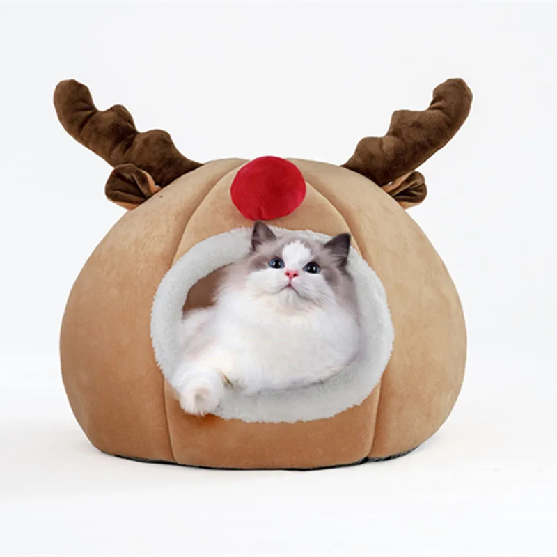 3D Sponge Cat Nest Creative Pet Nest Tent Christmas Reindeer Dog Bed
