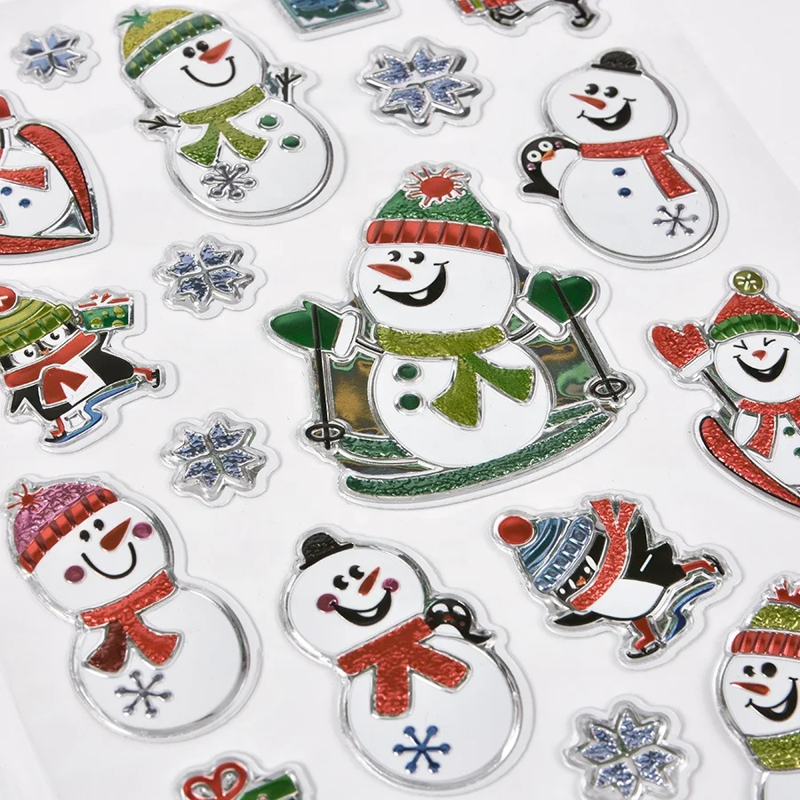 Christmas Custom Die Cut puffy sticker Decoration Christmas Sticker  New Year self-adhesive foam stickers for kids