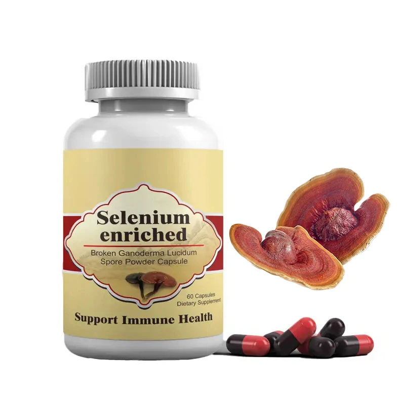 Biocaro OEM Organic Reishi Shell-broken Ganoderma Lucidum Spore Powder Capsules Seed Mushroom Extract Supplements