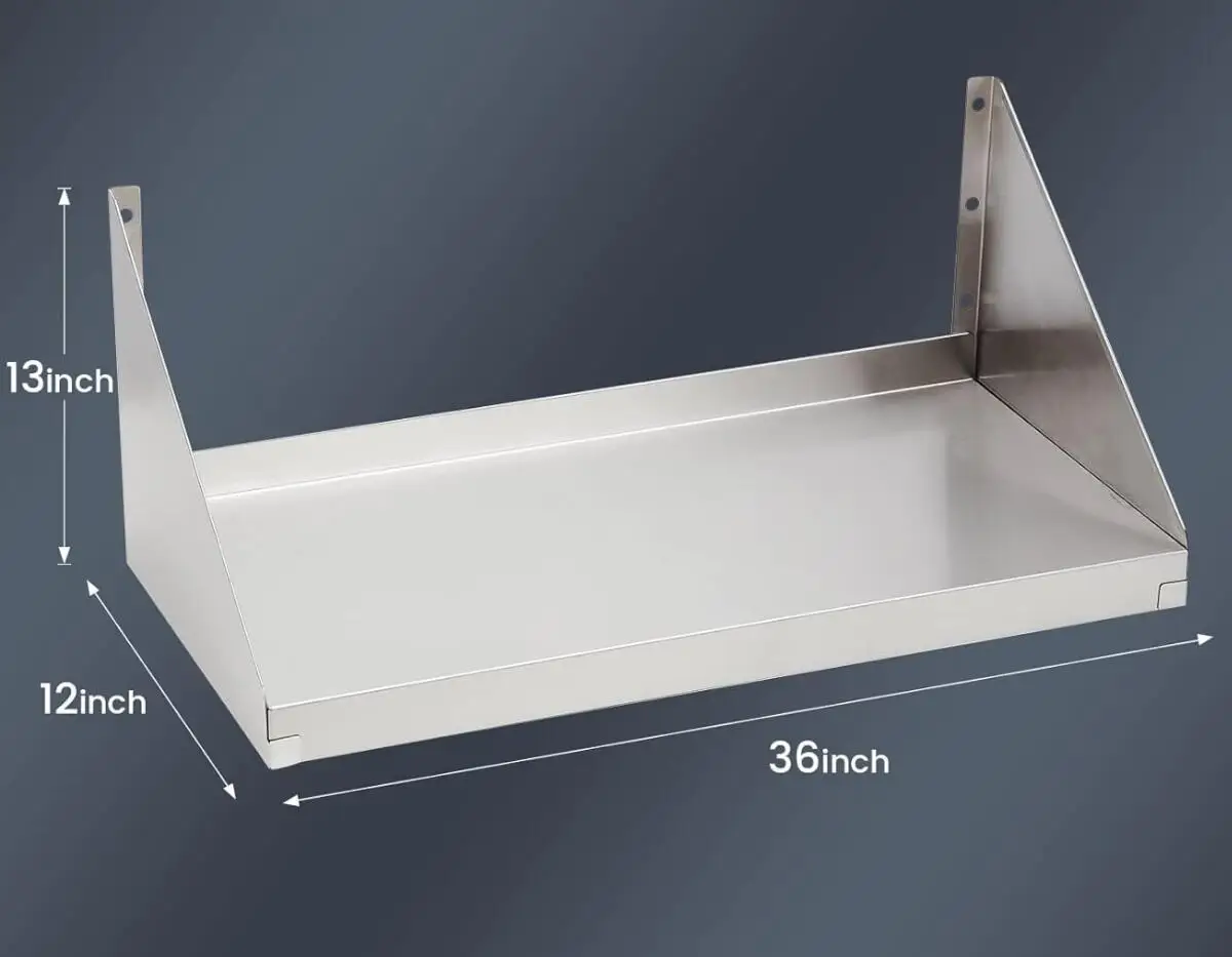 Factory Direct Commercial Kitchen Stainless Steel Wall mount Microwave Oven Floating Shelves for restaurant kitchen