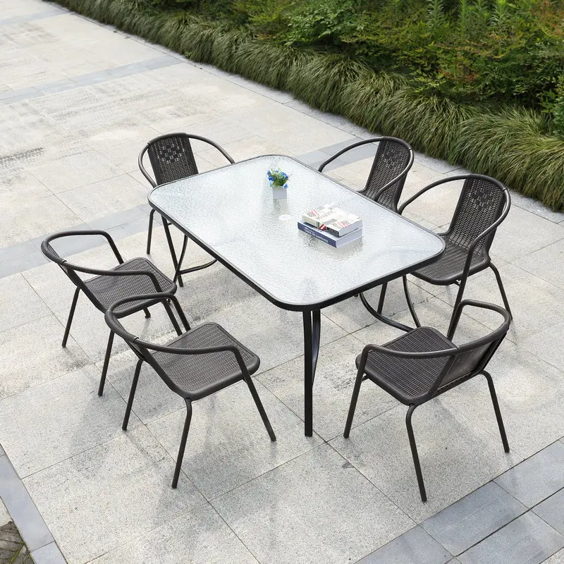 Simple Outdoor Table And Chair Combination Leisure Balcony Rattan Chair Courtyard Wrought Iron Outdoor Table And Chair