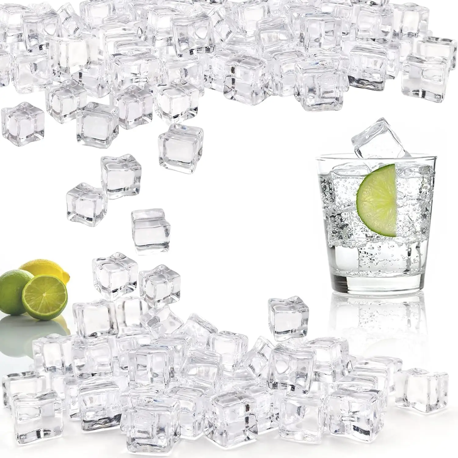 Fake Clear Acrylic Plastic Ice Cubes Square Shape Plastic Recycling Ice Cube Clear Acrylic Ice Cube for Display