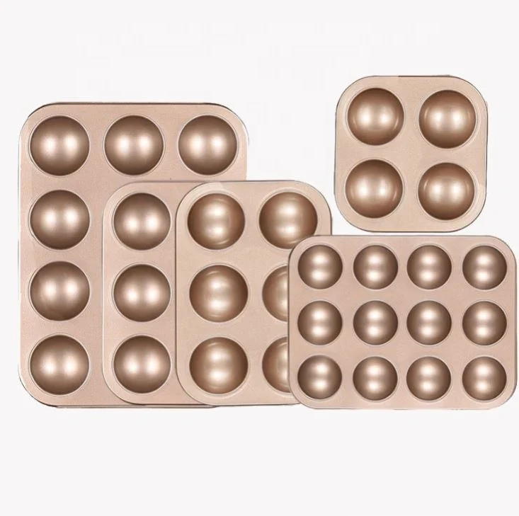 4/6/9/12 Cavity Non-stick Cake Mold Carbon Steel Round Half Ball Mould Baking Tray for Chocolate Desserts Ice Cream
