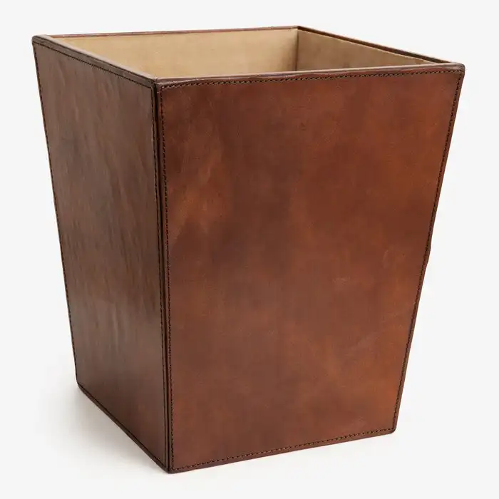 Premium Hotel Trash Can Dustbin Leather Recycle Waste Bin
