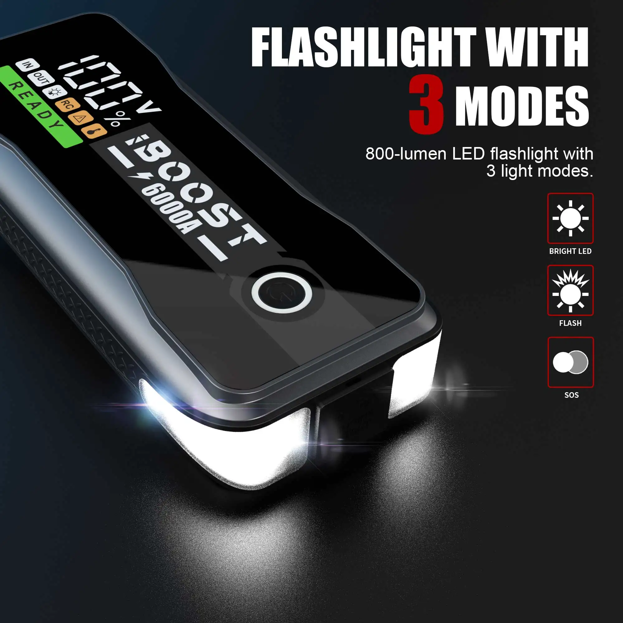 99.9Wh Car Battery Multi Function power bank Digital Devices LED light Jumper Start 6000APM Portable Car Jump Starter