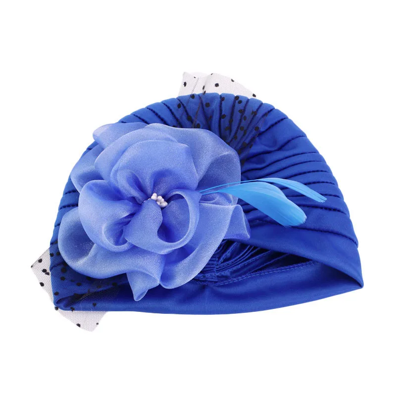 New Style Flower Mesh Feathers Hair Clip Wedding Party Fascinators Hat Turban Hat for Women