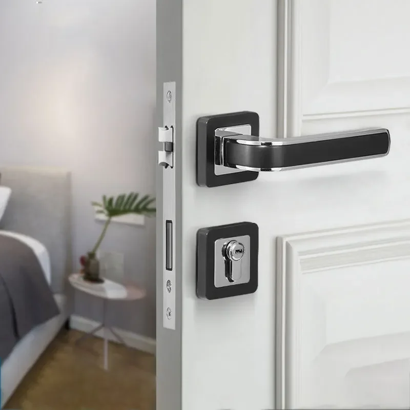 Door handles luxury modern bedroom interior mute split lock lever simple wooden door lock handle gold for room