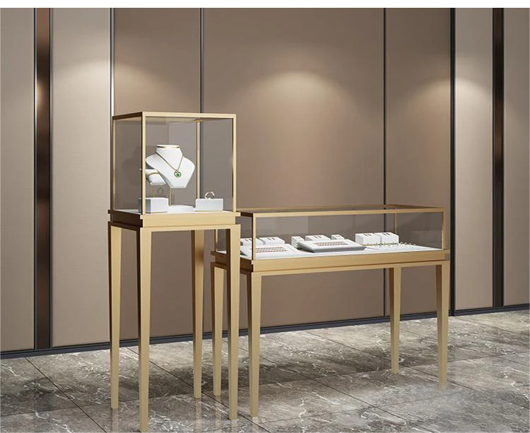 Modern Jewelry Glass Display Showcase Lockable Glass Showcase Display Cabinet