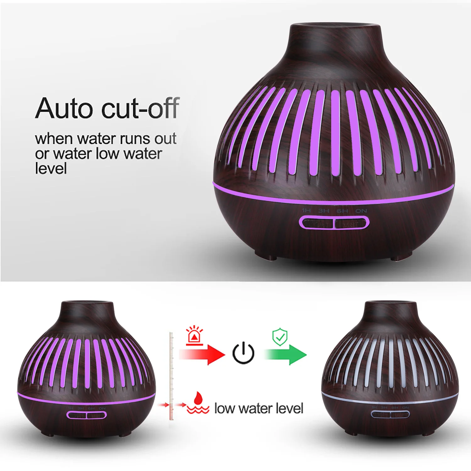 
Popular Wholesale Wireless Wifi Aroma Diffuser Ultrasonic Humidifier Mist Maker 400ml Wood Essential Oil Diffuser Charm 
