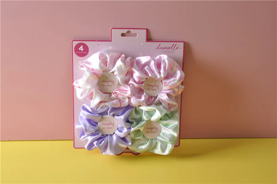 4 Pieces of oversize scrunchies custom different design and color hair accessory for girls