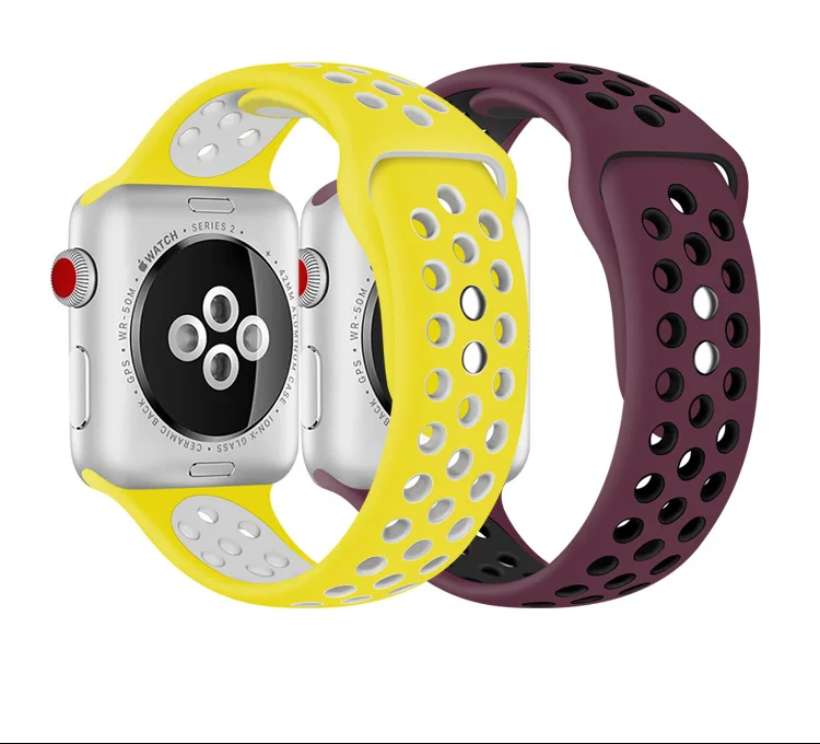 Ремешок силиконовый для iwatch Apple Watch спортивный резиновый регулируемый браслет часов 38/40 мм