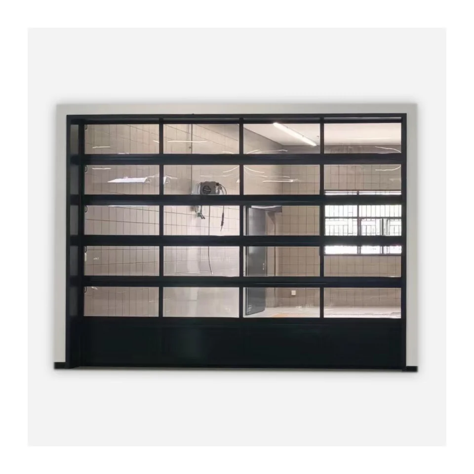 Remote Control Automatic Electric Soundproof Perspective Turning Plate Aluminum Frame Plastic Plate  Glass Garage Door