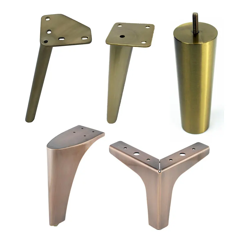 Metal Corner Chrome Iron Hardware Sofa Leg y Shaped Screw In Bed Legs Stainless Steel Golden Sofa Legs
