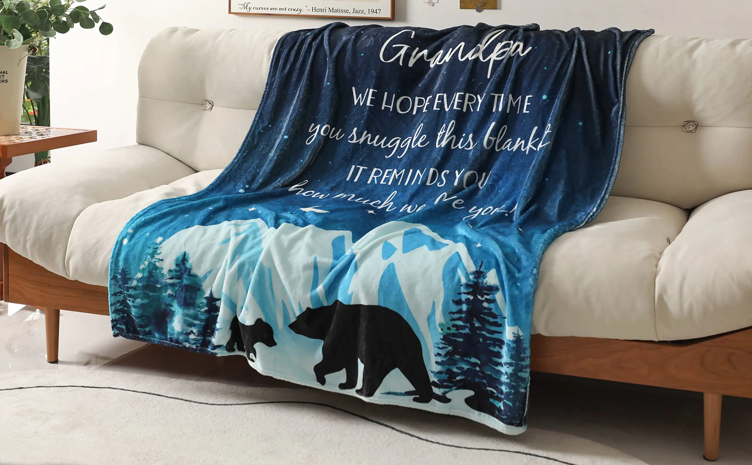 Gifts for Grandpa from Grandchildren Fathers Day Blanket Gift Healing Thoughts Sublimation Throw Blanket