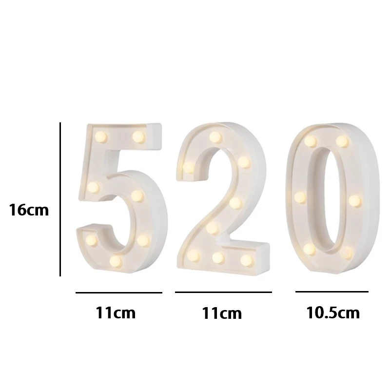 LED Letter Night Light Alphabet Number Heart Plastic LED Light for Wedding Valentines Day Deco Birthday Party DIY Deco
