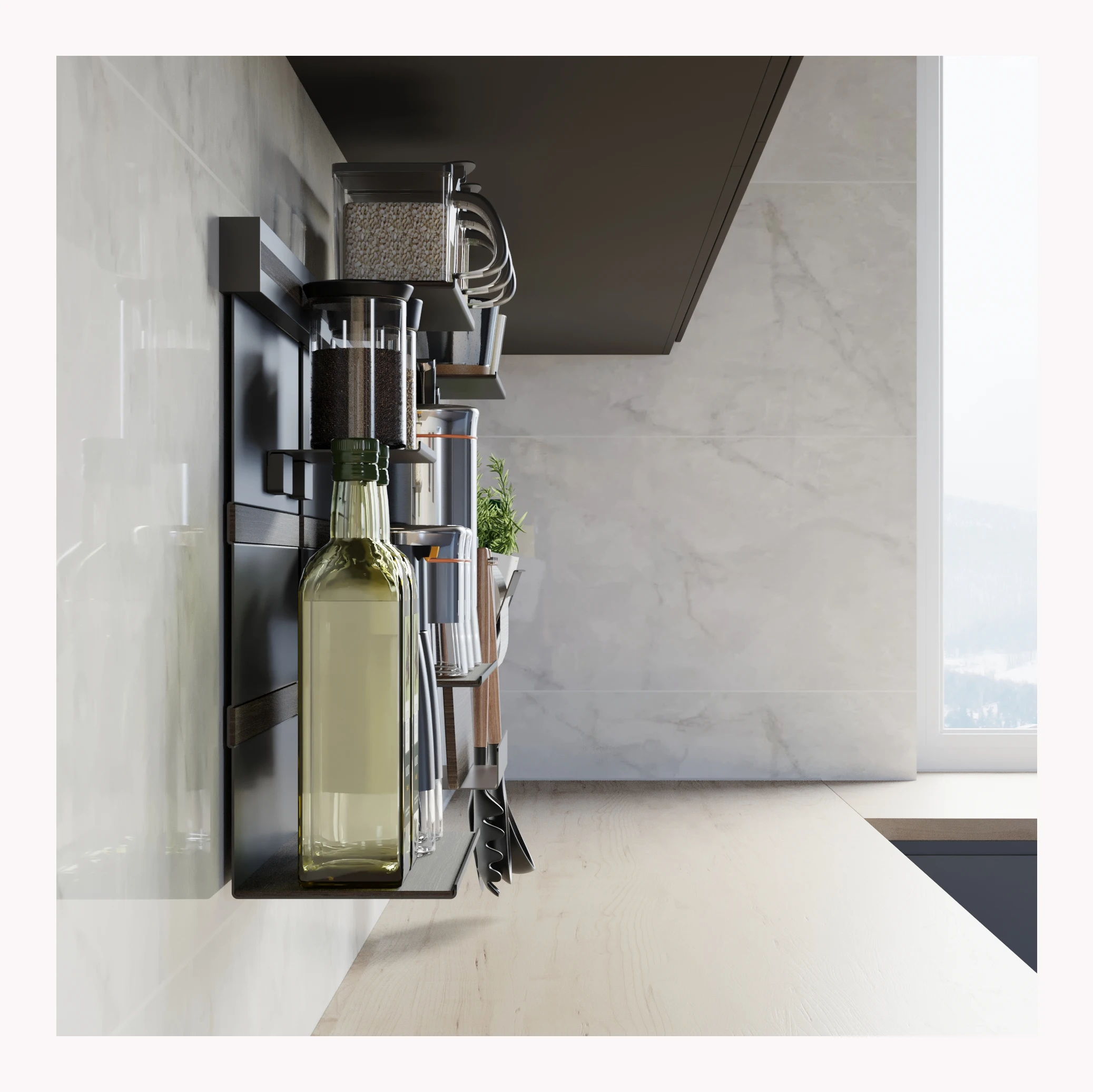 Goldmine wall hanging organizers  kitchen wall storage shelves with hooks wall mounted kitchen shelf