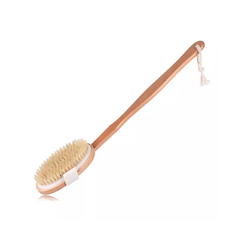 Natural Portable Body Massage Stiff Bristle Brush Slimming Single Long Handle Skin Exfoliating Shower Brush