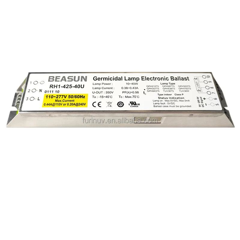 BEASUN Preheat Start Electronic Ballast RH1-425-40U Wide Voltage 110-277V 10-40W UV Lamp