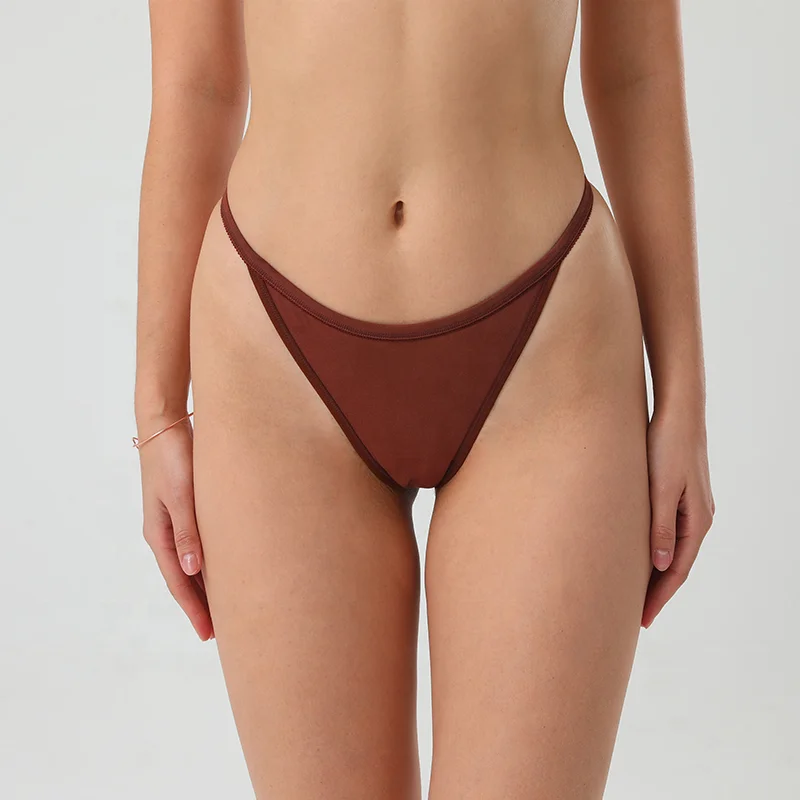 Low-Rise Cotton G String Lingerie for Women Breathable and Solid Pattern Sexy T Back Thong Bikini With No Transparent Panties