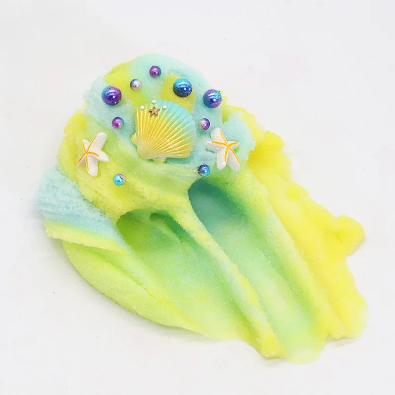 Butter Slime Kit with Yellow Color Shell Ocean Starfish Mermaid Slime Mint Slime Super Soft & Non-Sticky