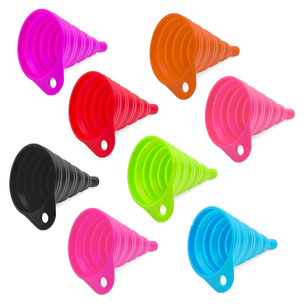 Motorcycle Collapsible Silicone Foldable Hopper Oil Fuel Funnel