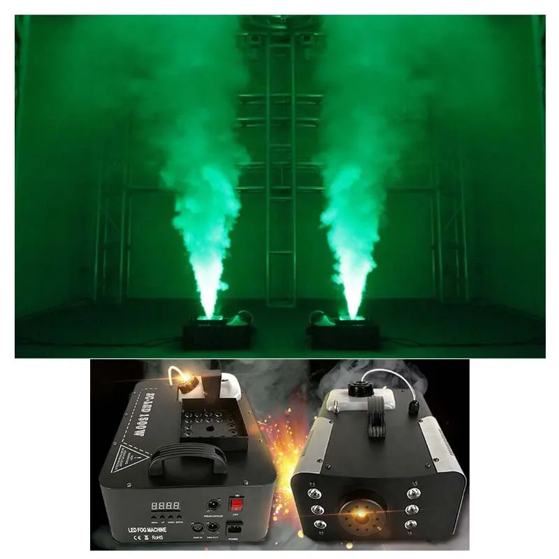 1500 Вт DMX RGB 3 в 1 Светодиодная противотуманная машина с дистанционным управлением для сцены свадьбы дымовая