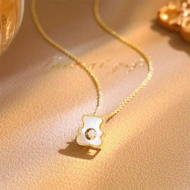 wholesale new fashion  bear necklace custom designer brand luxury stainless steel gold  happy face jewerly pulseras set