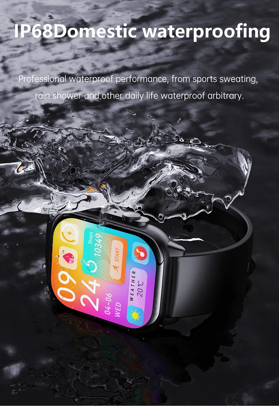 2024 AMOLED screen smart watch ultra style BT call password screen time recording blood pressure health smart watch