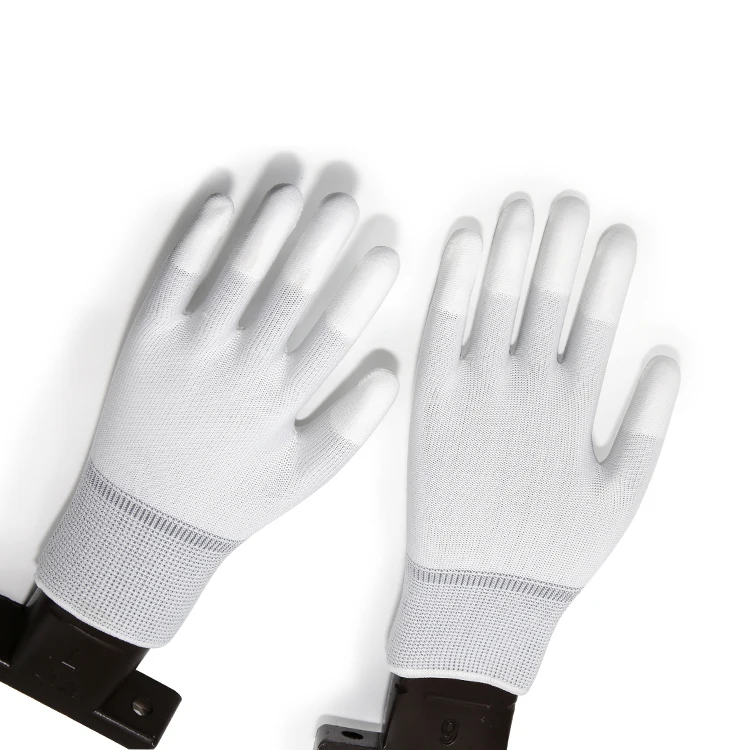 
Work Construction Hand Gloves Men 13G Polyester Knitting Finger Top PU Coating For Glove 