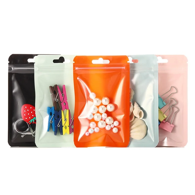 
Thick plastic zip lock bag black pink blue little plastic packaging bags 