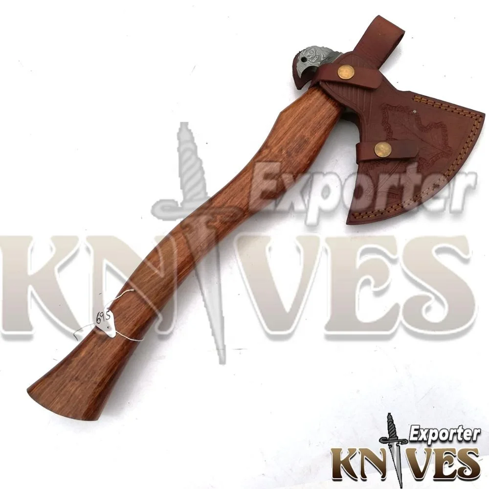 Blacksmith Custom Handmade Damascus Steel Axe / Hatchet Rose Wood