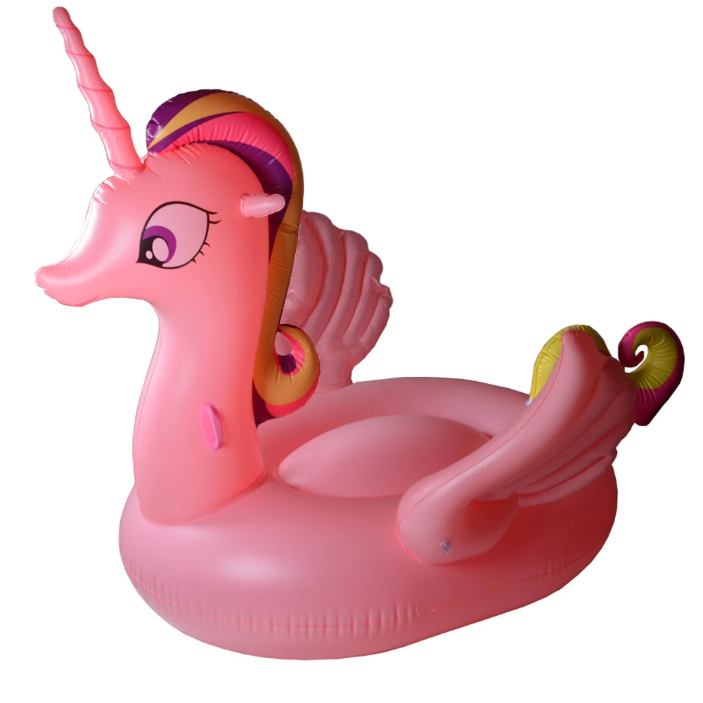 PVC inflatable pink unicorn pool float custom summer water swimming lounger cartoon adult kids ride-on animal floats toy