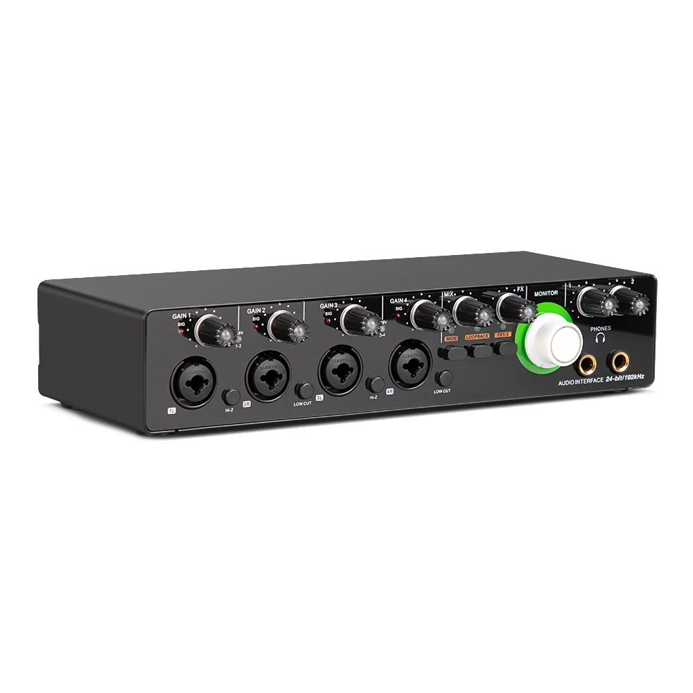 Hot Selling MD44 Professional 4 Channels 24Bit 192Hkz Audio Interface And USB Sound Card For Studio Live Recording