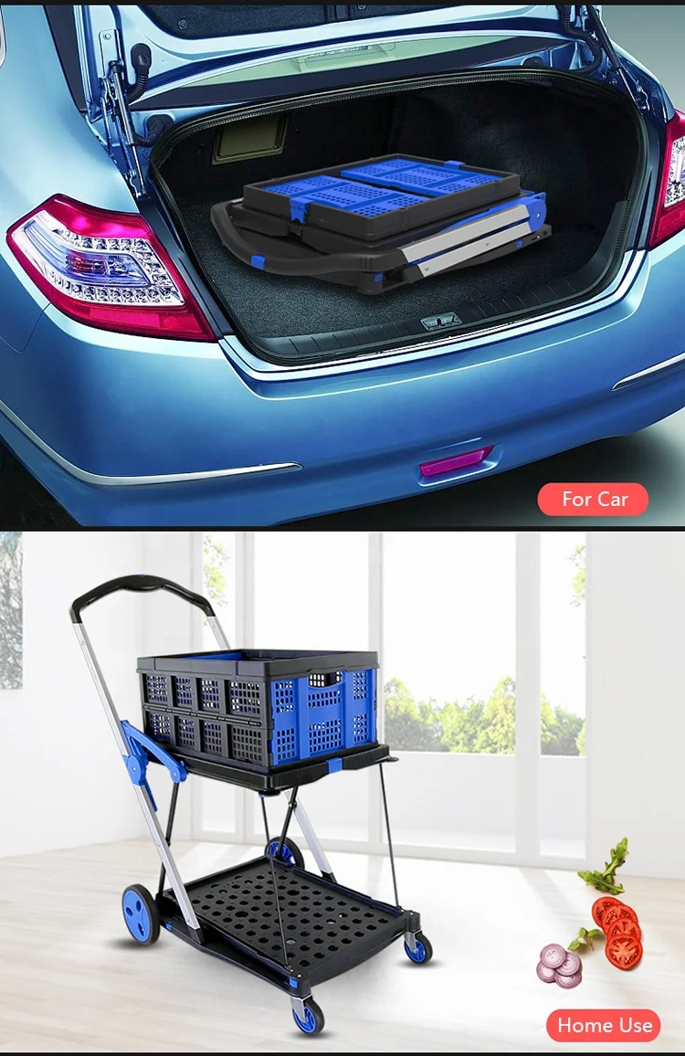 Multipurpose folding double deck vehicle,    Portable storage trolley,   heavy duty luggage trolley cart