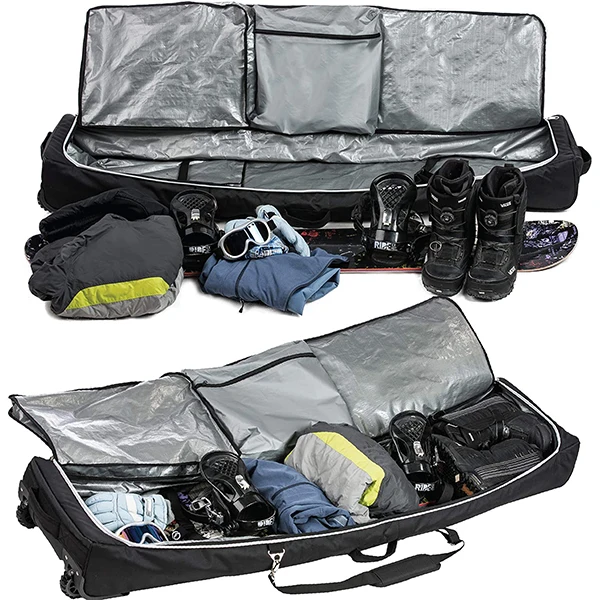 2022 Padded More length 152cm ski bags with wheels wheeled ski bag ski bag with wheels