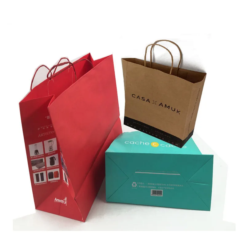 Custom Logo Printing Recycle Kraft Paper Shopping Bag With Paper Handle Paper Bag Packaging