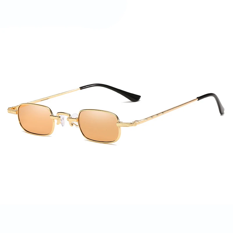 Fashion New Hip Hop Sunglasses Ready Stock Wholesale Mini Small Rectangle Metal Sun Glasses For Women Men
