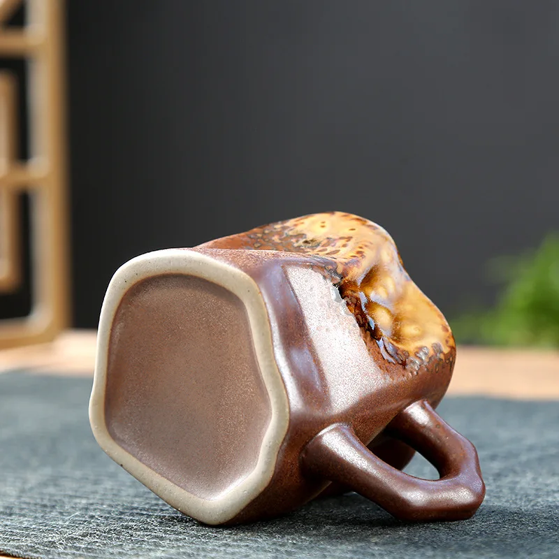 Japanese-style Vintage Ceramic Coffee Mug Tumbler Rust Glaze Tea Milk Beer Mug Handle Water Cup Home Office Drinkware