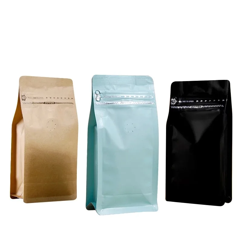 Best selling blue red coffee powder packaging bag flower tea aluminum foil flat bottom coffee bag without valve