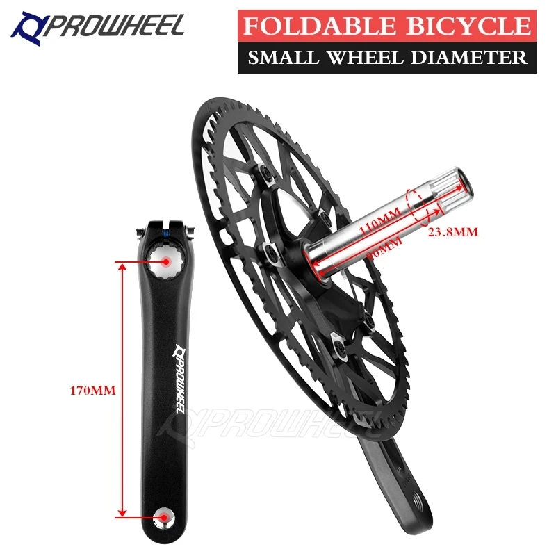 Prowheel 130BCD Crank Sprocket 170mm Crank 56Y 58Y 60Y Chainrings with Bottom Bracket Folding Bicycle CrankSet BMX Crank