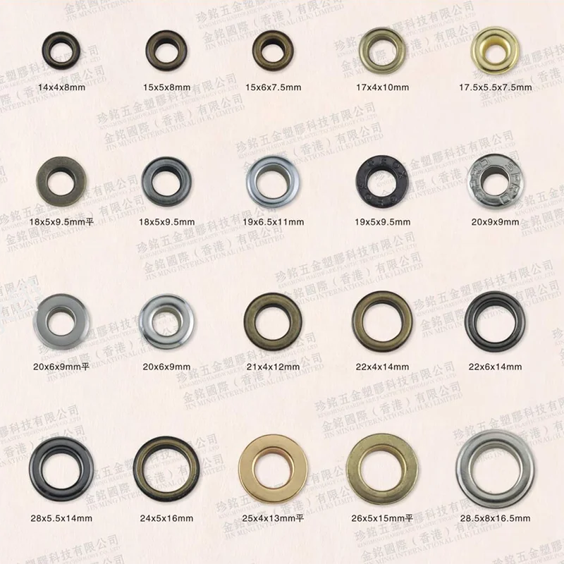 Wholesale Custom Size and Color Shape Round Metal Brass Eyelets And Grommets Garment Eyelet For Clothing Shoe