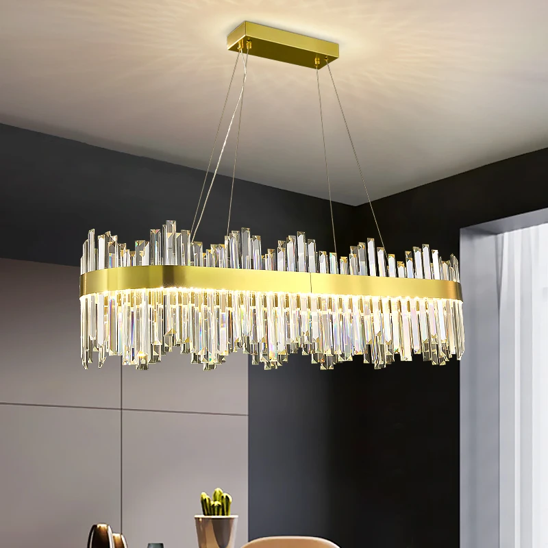 Modern Pendant Lamp  Clear Crystal Foyer Chandeliers Pendant Lights Led Rococo Iron &Amp; Crystal Chandelier